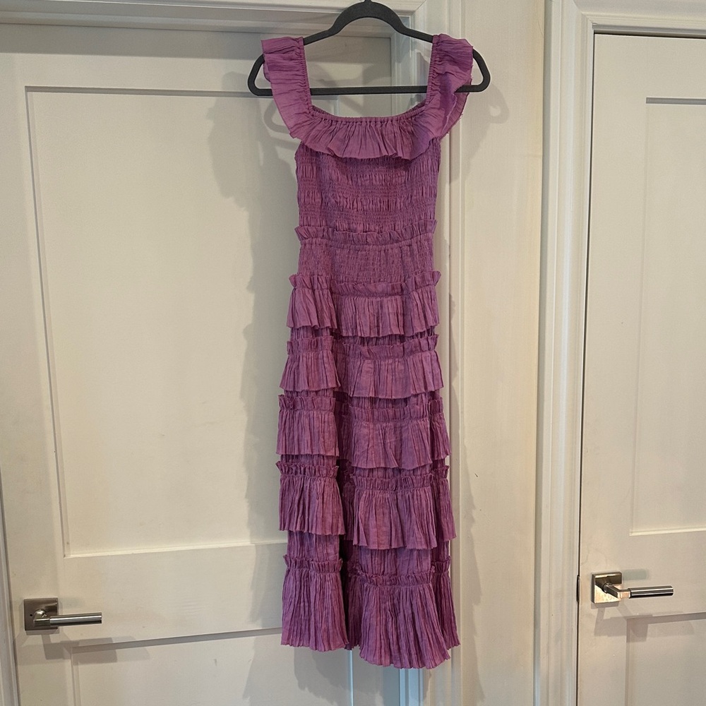 Sea New York Purple Tiered Midi Dress